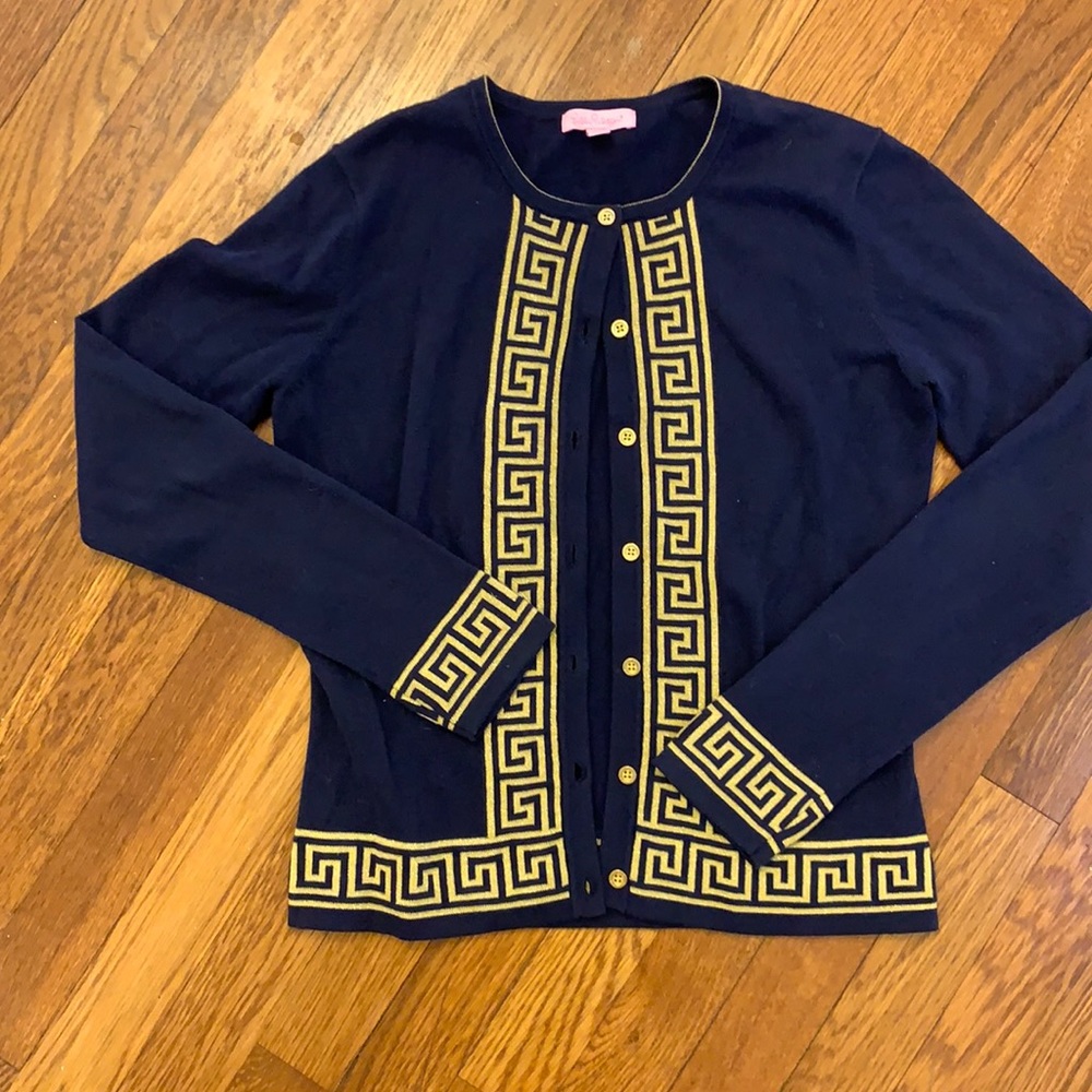 Lilly Pulitzer XS navy gold sweater EUC